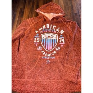 American Fighter Womens XL Orange Marled Hoodie Athletics Graphic Sweatshirt